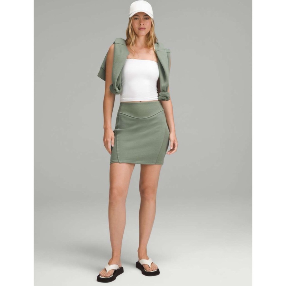 NWT Lululemon Scuba High Rise Mini Skirt Grey Eucalyptus XL